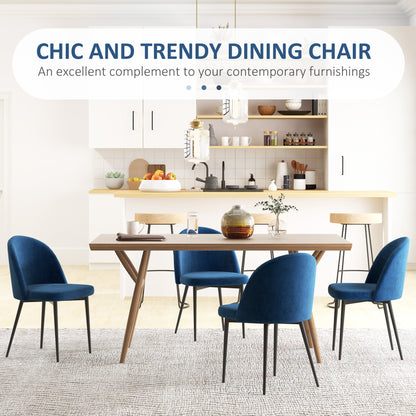 Modern Dining Chairs, Mid-Back Velvet-touch Upholstery Side Chair, Table Chair for Living Room, Dining Room, Dark Blue, 