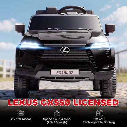 Qaba 12V Ride On Car, Licensed Lexus GX550, 2-Seater Kids Electric Vehicle with Remote Control and Suspension System, Bl