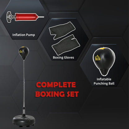 Soozier Reflex Bag with Stand, Freestanding Punching Bag Set with Speedball and Gloves, 52.4" -59.4" Adjustable Height f