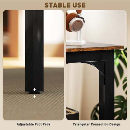 79" Computer Desk, Desktop Desk with Metal Legs, Rustic Brown