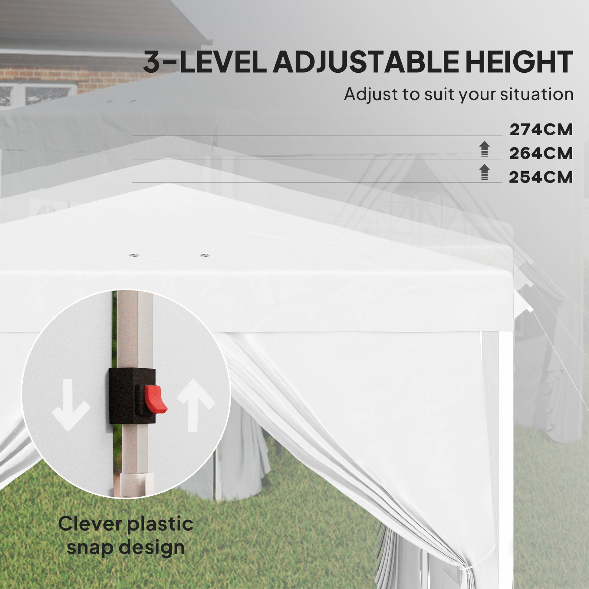 10' x 10' Pop-Up Canopy Tent with Sidewalls, Height-Adjustable, Carry Bag Included, for Outdoor, Garden, Patio, White