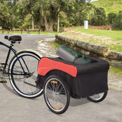 VarietyKart Bike Cargo Trailer Bicycle Luggage Carrier Cart with Cover Black Red