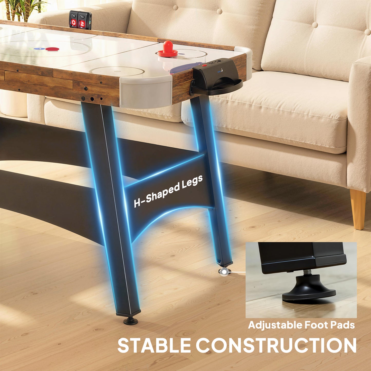 Soozier 61" Air Hockey Table, Arcade Game Table with LED Scoreboard and Manual Scorers, Pushers, Pucks