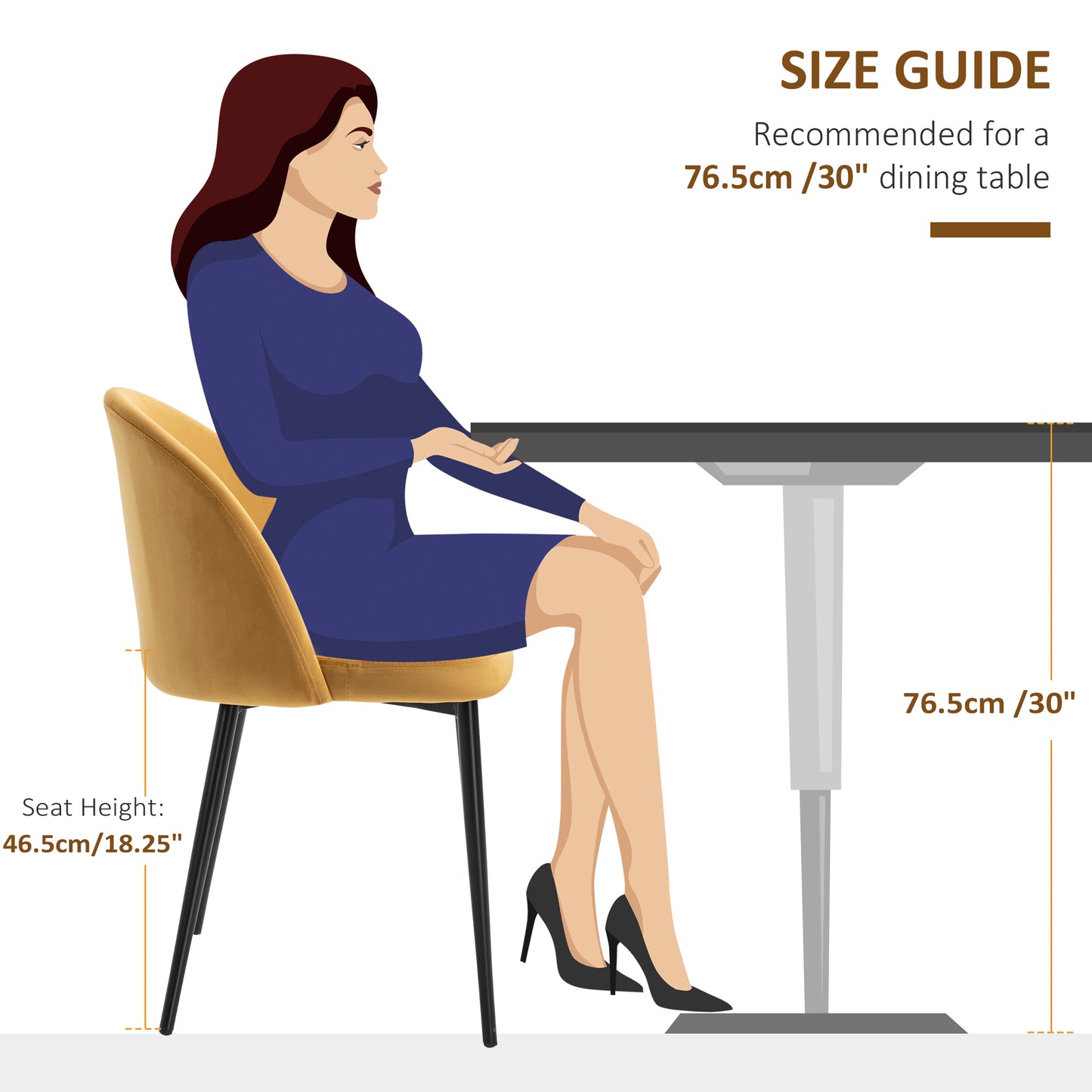 Modern Dining Chairs, Mid-Back Velvet-touch Upholstery Side Chair, Table Chair for Living Room, Dining Room, Yellow, Set