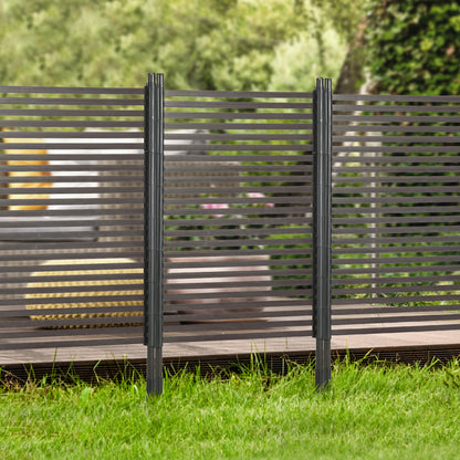 Picket Metal Garden Fence for Hard & Soft Ground, 5 ft(H) Standing Outdoor Fencing with Feet, Animal Barrier Flower Bed 