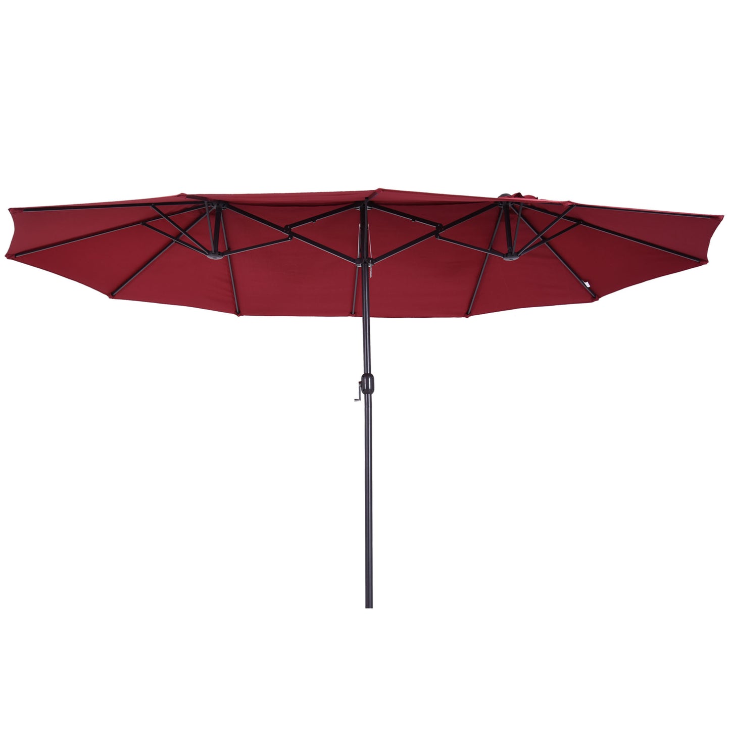 15ft Double-sided Patio Umbrella with Twin Canopy, Extra Large Outdoor Parasol with Crank for Pool, Deck, Market, Wine R