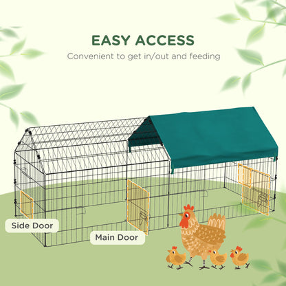 73" Small Animal Cage with Roof, Indoor/Outdoor Use,  for Chicken, Rabbits, Chinchillas, Green