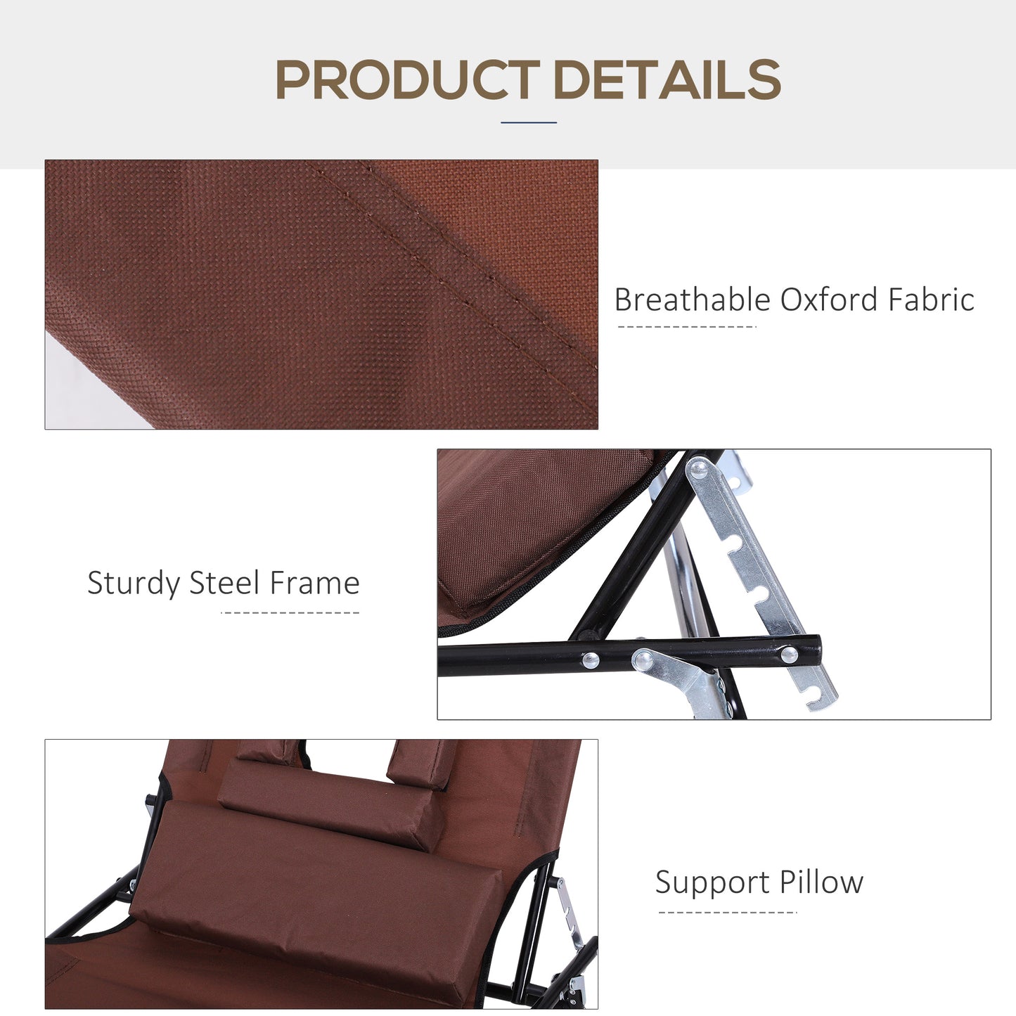 Folding Chaise Lounge Chair, Reclining Beach Tanning Chair with Face Hole, Pillow, 4-Position Adjustable Lay Flat Sun Lo