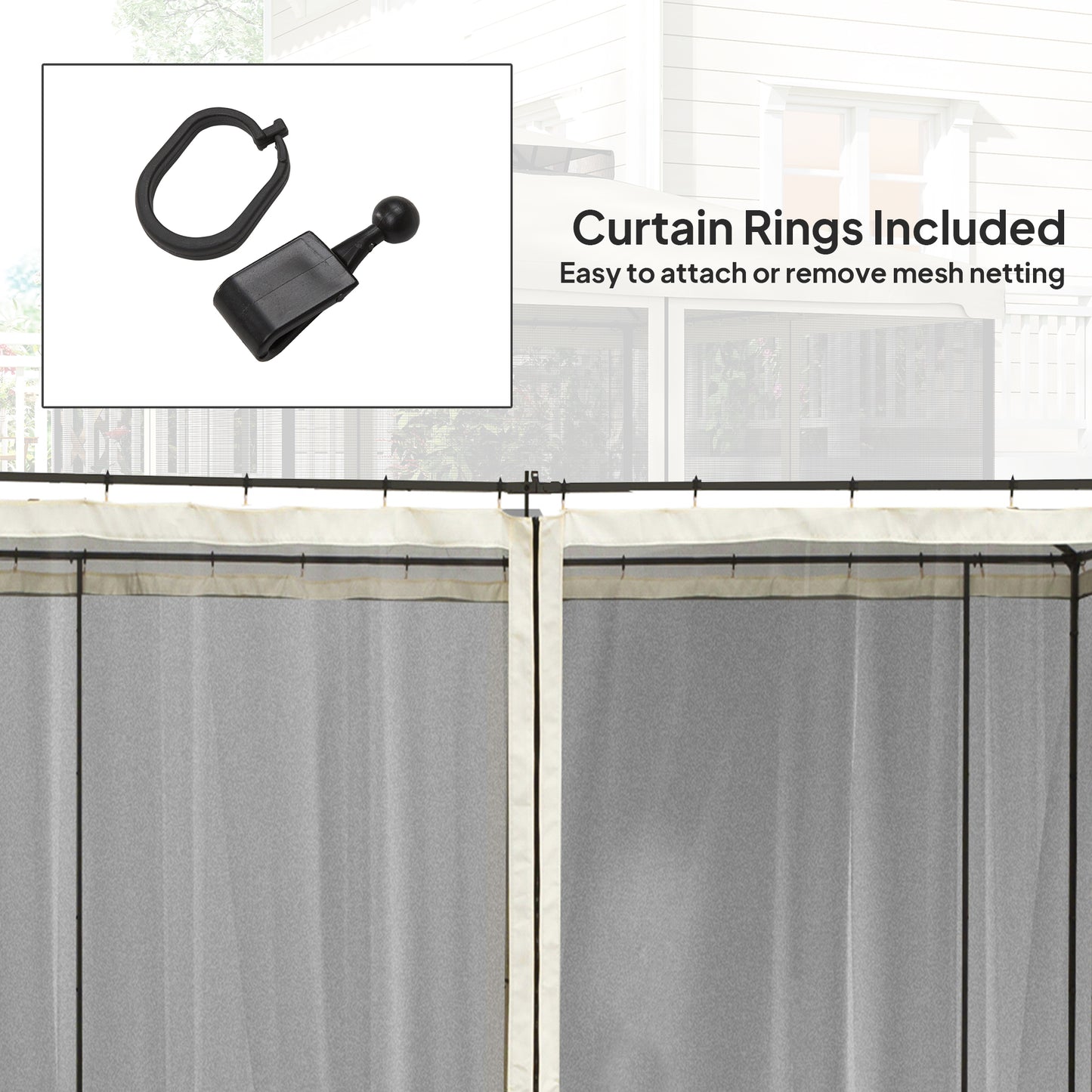 Replacement Mosquito Netting for Gazebo 10' x 10' Black Screen Walls for Canopy with Zippers for Parties and Outdoor Act