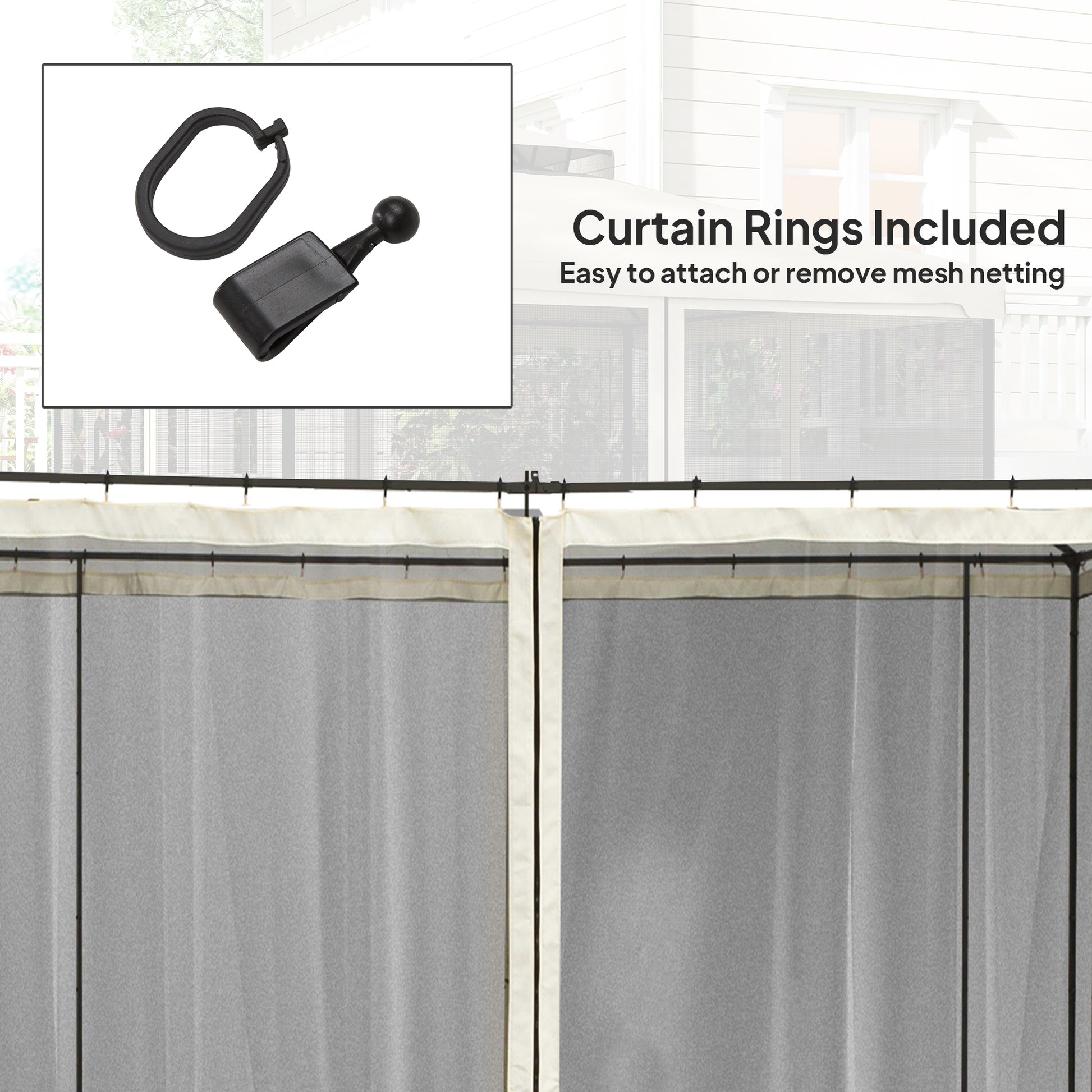 Replacement Mosquito Netting for Gazebo 10' x 10' Black Screen Walls for Canopy with Zippers for Parties and Outdoor Act