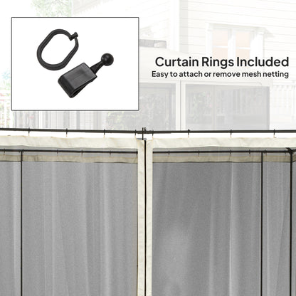 Replacement Mosquito Netting for Gazebo 10' x 10' Black Screen Walls for Canopy with Zippers for Parties and Outdoor Act