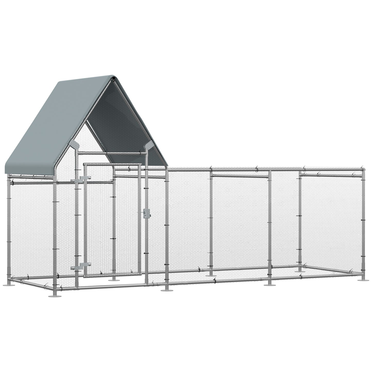Walk In Chicken Run, Large Galvanized Chicken Coop, Hen Poultry House Cage, Rabbit Hutch Metal Enclosure w/ Water-Resist