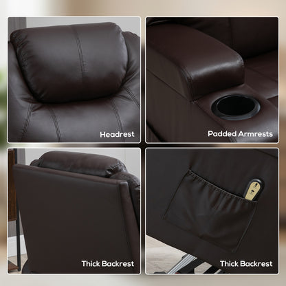 Power Lift Recliner Chair for Elderly, PU Leather Lift Chair with Thick and High Back, Footrest, Remote, Side Pockets, C