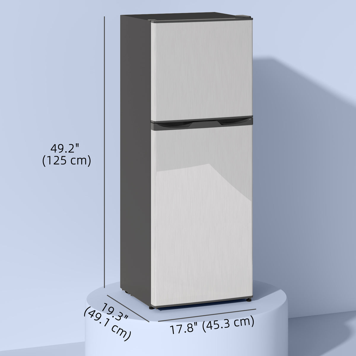 Double Door Mini Fridge with Freezer, 4.6 Cu.Ft Small Refrigerator with Thermostat, Shelves, Reversible Door, Silver