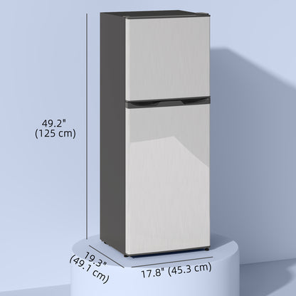 Double Door Mini Fridge with Freezer, 4.6 Cu.Ft Small Refrigerator with Thermostat, Shelves, Reversible Door, Silver