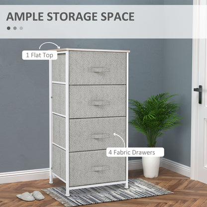 Linen Drawer Cabinet Organizer Storage Dresser Tower with 4 Removable Drawer Metal Frame Adjustable Feet for Living Room