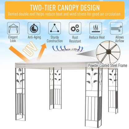 10' x 10' Outdoor Garden Metal Gazebo Patio Canopy Marquee Patio Party Tent Canopy Shelter Vented Roof Decorative Frame,