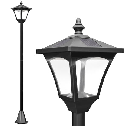 Single Solar Lamp Post Garden Solar-Powered LED Streetlight Style Outdoor Light Waterproof 5-6 Hours with Base for Lawn 