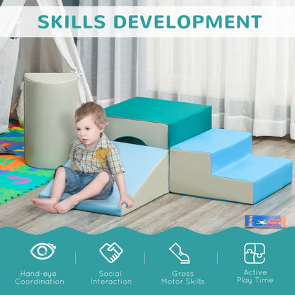 Qaba Foam Climbing Blocks for Toddlers, Kids Modular Play Set for Baby Children, Soft Play Equipment for Crawling Slidin