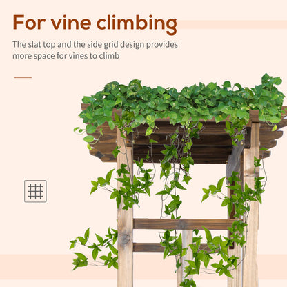 85" Wooden Outdoor Garden Arbour, Garden Arch Trellis for Climbing Vines  for Wedding and Ceremony - Carbonized