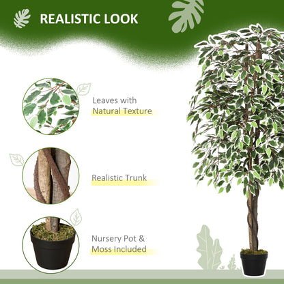 5.3ft Artificial Tree, Indoor Fake Ficus with Pot, for Home Office Living Room Decor