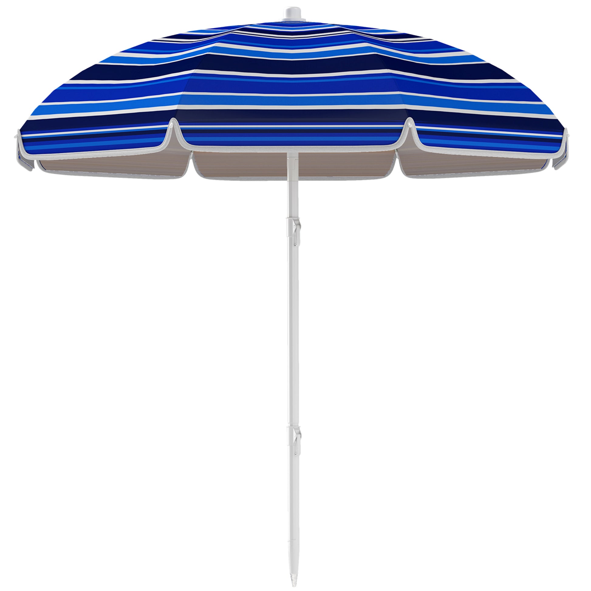 70.9" Dia. Portable Beach Umbrella, UV 50+ Ruffled Outdoor Umbrella with Adjustable Tilt Multicolor