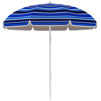70.9" Dia. Portable Beach Umbrella, UV 50+ Ruffled Outdoor Umbrella with Adjustable Tilt Multicolor