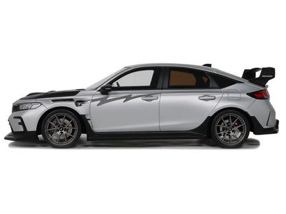 2024 Honda Civic Type R Mugen Group B RHD (Right Hand Drive) Matt Silver Metallic with Black Hood Limited Edition to 999 pieces Worldwide 1/18 Model Car by Otto Mobile