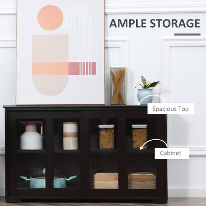 Modern Kitchen Sideboard, Stackable Storage Cabinet, Sliding Glass Door Console, Cupboard Serving Buffet for Kitchen & D