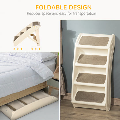 4-Level Portable Dog Stairs, Foldable Dog Steps for Small Dogs, Lightweight Cat Steps, with Nonslip Soft Mats, for High 
