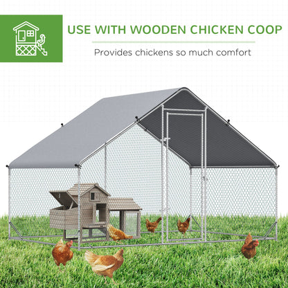 9.8' x 6.6' x 6.6' Chicken Coop Cage, Outdoor Chicken Run w/Cover & Lockable Door