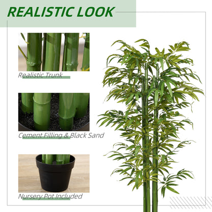 Set of 2 6 FT Artificial Tree Bamboo Tree Fake Plants in Pot for Home Office Living Room Decor, Green