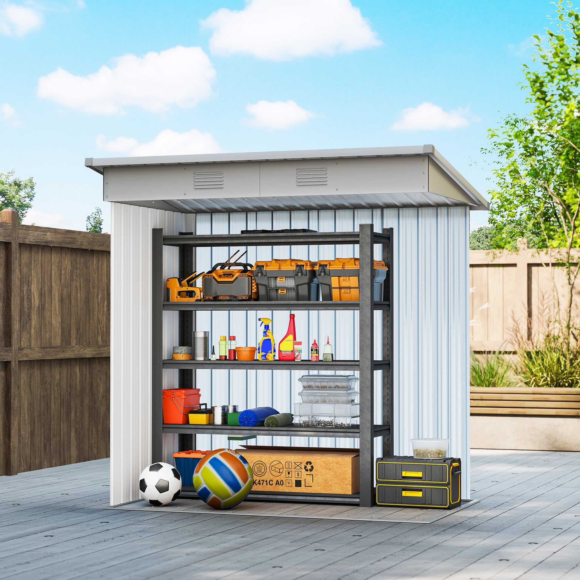 6' x 4' Outdoor Storage Shed, Metal Garden Tool Storage House Organizer with Lockable Sliding Doors and Vents for Backya