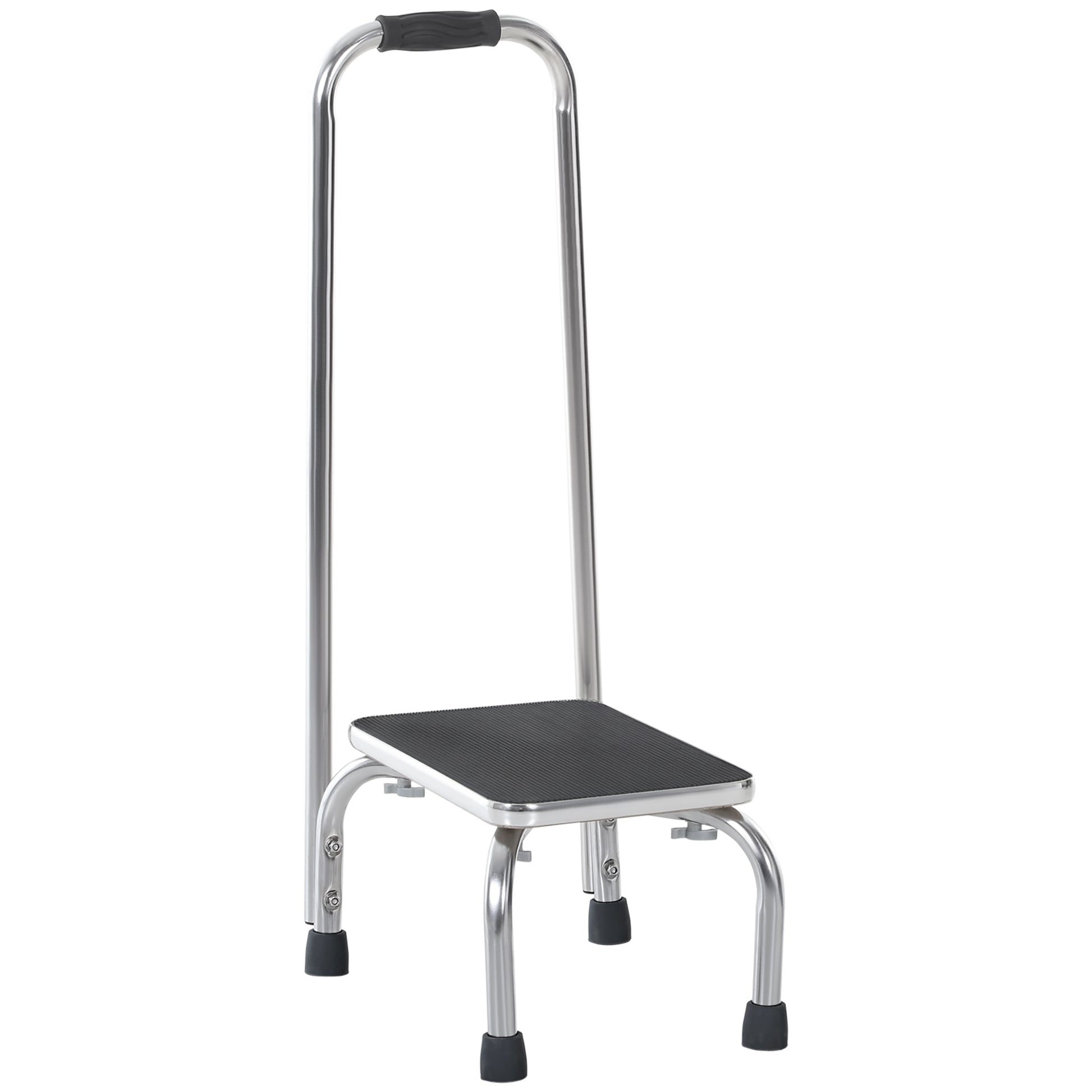 Step Stool with Handle for Adults and Seniors, Heavy Duty Metal Foot Step Stool for Elderly, Portable Stool with Anti-sl