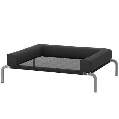 Elevated Dog Bed, Portable Raised Dog Cot with Breathable Mesh, Removable and Water-Resistant Bolsters, Black