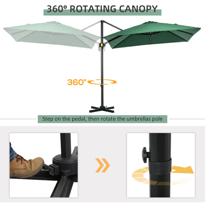 8' x 8' Square Cantilever Umbrella with 360° Rotation, Aluminum Outdoor Cantilever Market Parasol with Crank & Tilt, Gar