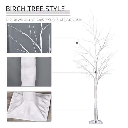 5FT Garden Birch Tree Light with 58 Warm LEDs and 8 Light Modes, DIY Artificial Tree Lamp for Outdoor and Indoor Birthda