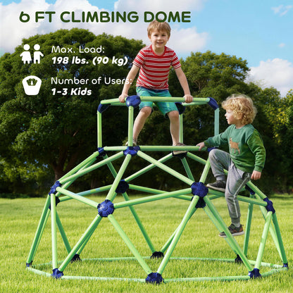 Qaba Climbing Dome, 6FT Geometric Dome Climber, Indoor Outdoor Jungle Gym Playground for Kids 3-8 Boys Girls, Green