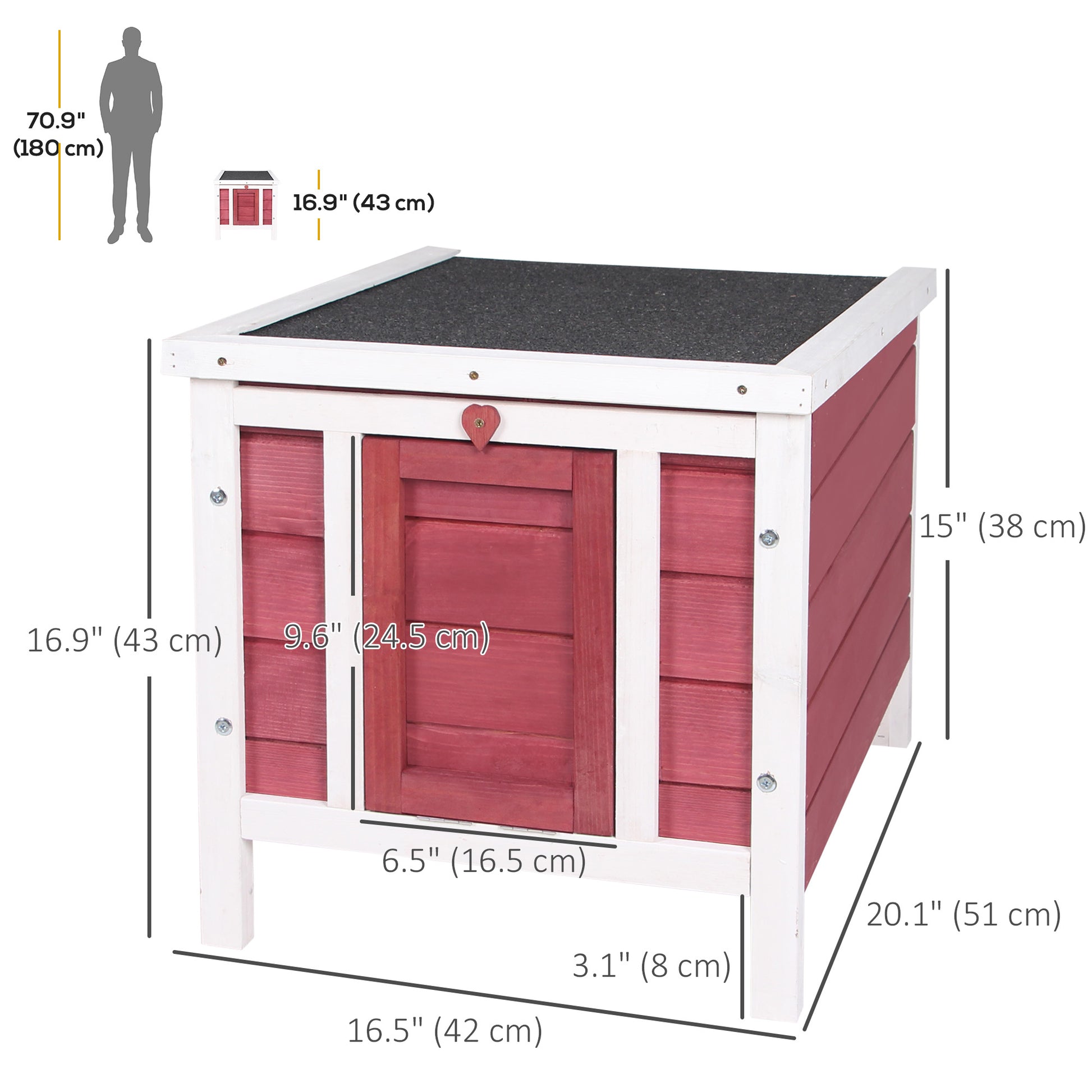 Wooden Rabbit Hutch, Bunny Cage with Waterproof & Openable Asphalt Roof, Outdoor Cat House Guinea Pig Cage Duck Shelter,