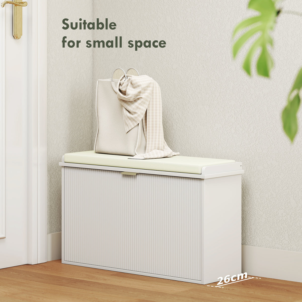 Entryway Bench with Padded Seat and Flip-Drawers, Holds up to 265lbs, Shoe Storage Bench for 8 Pairs of Shoes, White
