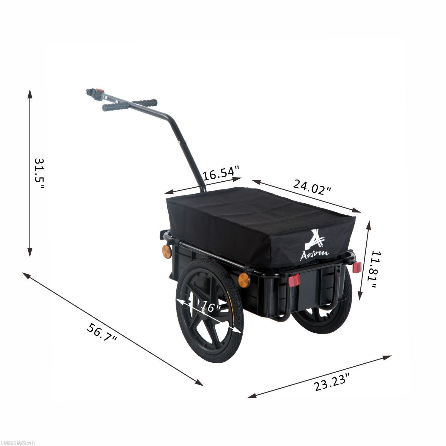VarietyKart Bicycle Cargo Trailer 16 inch Air Wheel Wagon Trailer with Suitcase Large Capacity Enclosed Stroller Wagon -
