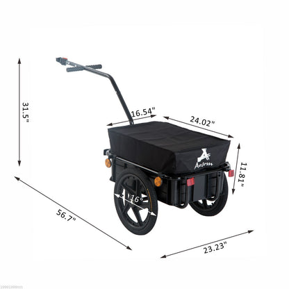 VarietyKart Bicycle Cargo Trailer 16 inch Air Wheel Wagon Trailer with Suitcase Large Capacity Enclosed Stroller Wagon -