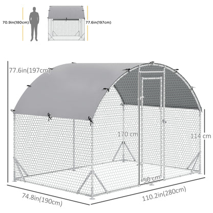 Galvanized Large Metal Chicken Coop Cage Walk-in Enclosure Poultry Hen Run House Playpen Rabbit Hutch with Cover for Out