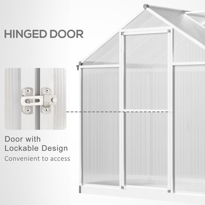 4' x 6.2' x 6.4' Walk-in Garden Greenhouse, Polycarbonate Panels Plants Flower Growth Shed, Cold Aluminum Frame Outdoor 