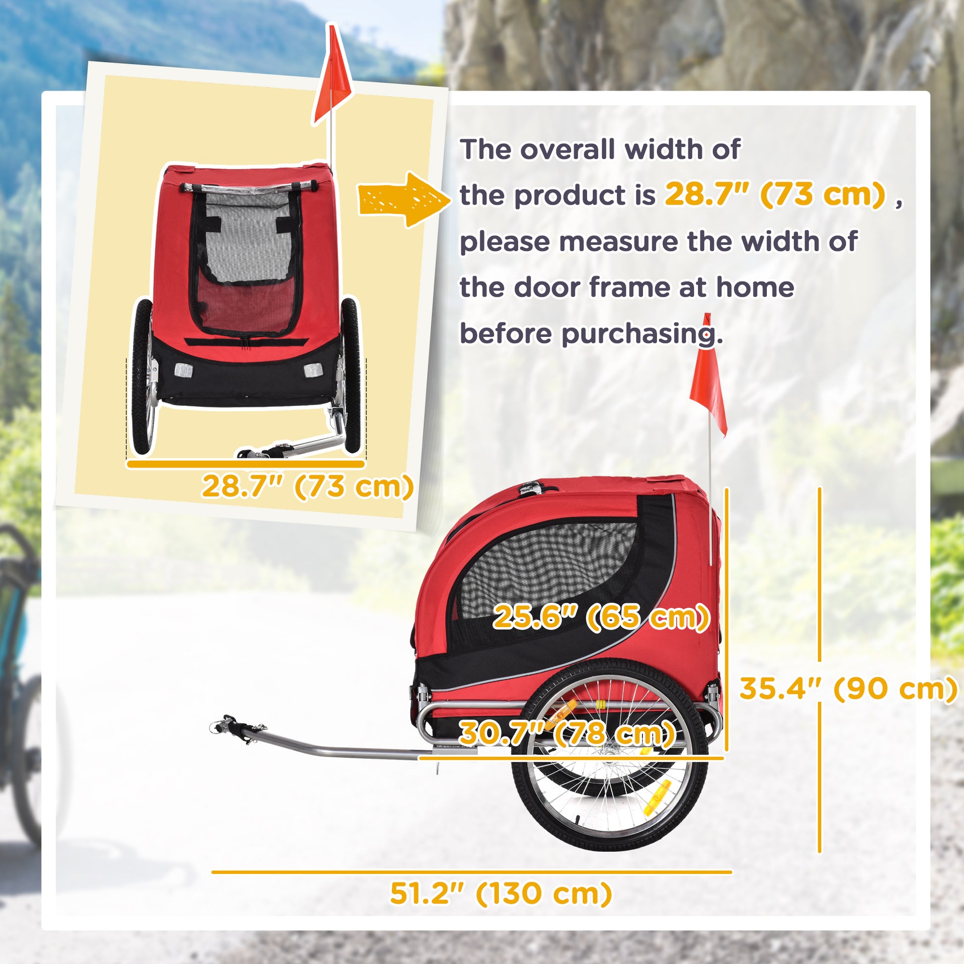 VarietyKart Dog Bike Trailer, Pet Cart Bicycle, Wagon Cargo Carrier Attachment with Hitch, Reflectors, Flag for Small Me
