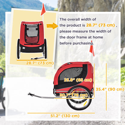 VarietyKart Dog Bike Trailer, Pet Cart Bicycle, Wagon Cargo Carrier Attachment with Hitch, Reflectors, Flag for Small Me