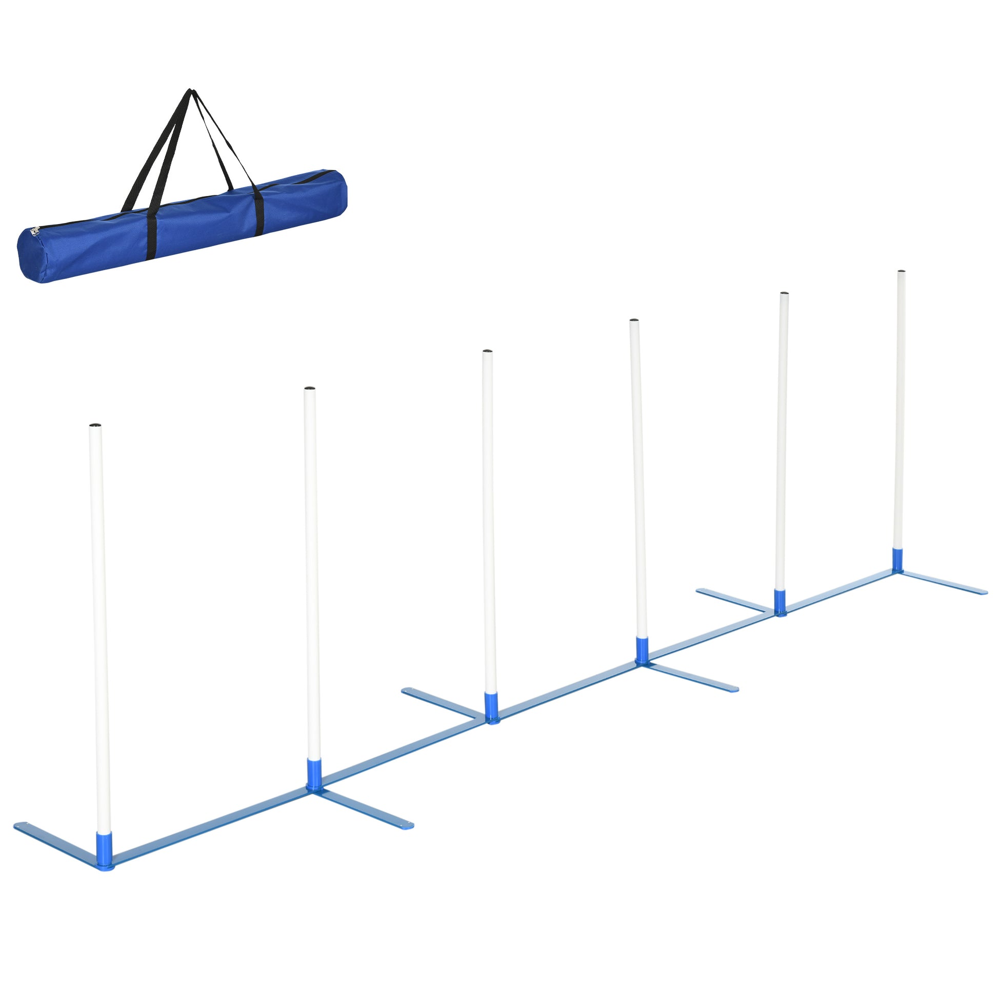 Adjustable Dog Agility Training Obstacle Set with Weaves Poles and Storage Bag for Pet Dogs Outdoor Games Exercise Blue 