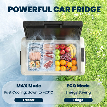12 Volt Car Refrigerator, 53QT Car Fridge Electric Cooler, 12/24V DC and 100-240V AC, -4-68 ℉, Portable Refrigerator