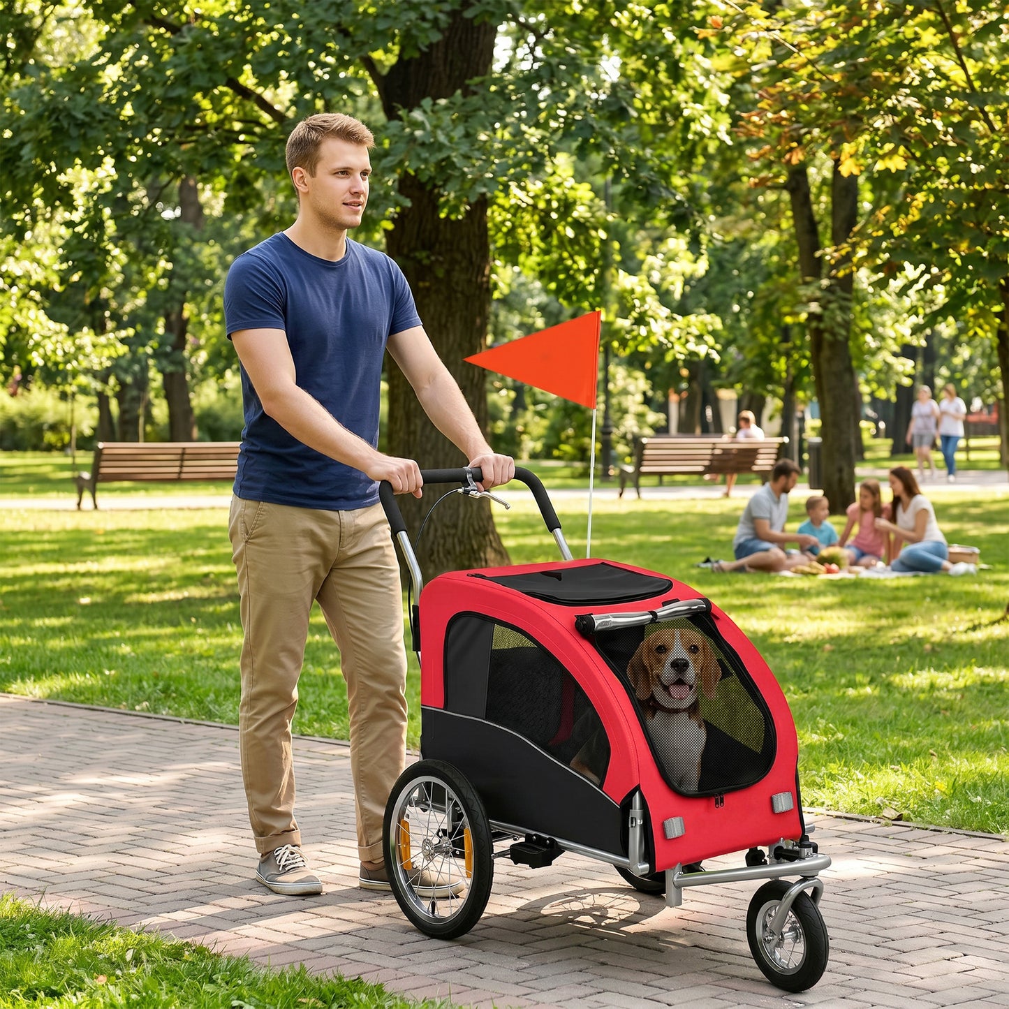 VarietyKart 2 in 1 Dog Bike Trailer, Foldable Pet Stroller, Dog Bicycle Trailer with Suspension, Universal Bicycle Coupl