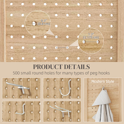 5.6 Ft. Tall 6-Panel Room Divider, Pegboard Panel Freestanding Folding Privacy Screen Panels, Partition Wall Divider for